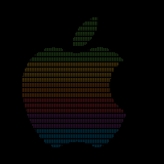Apple logo in text (Braille style)